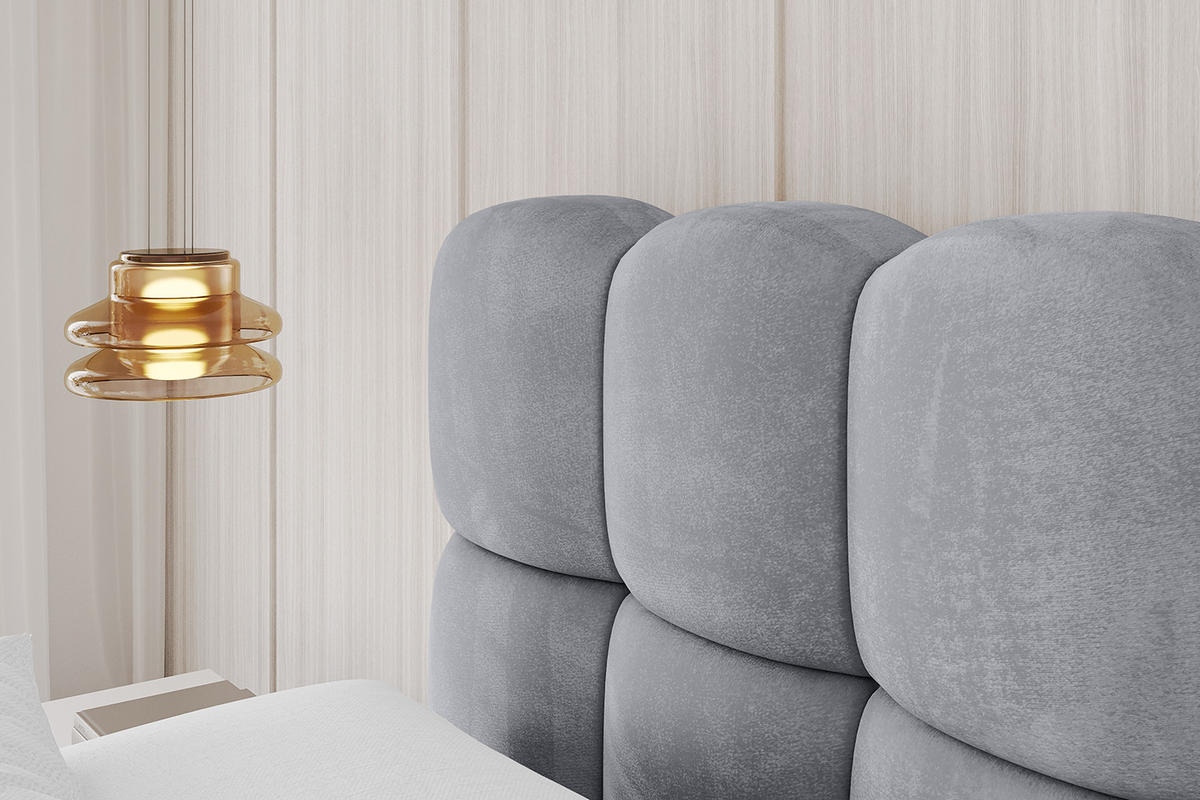 POLSTERBETT mit Bettkasten, Fußteil und Lattenrost, Bett mit Matratze H3/H4 - LEYA-Z 120x200 Hellgrau - Hellgrau, Holzwerkstoff/Textil (120/200cm) - ALTDECOR