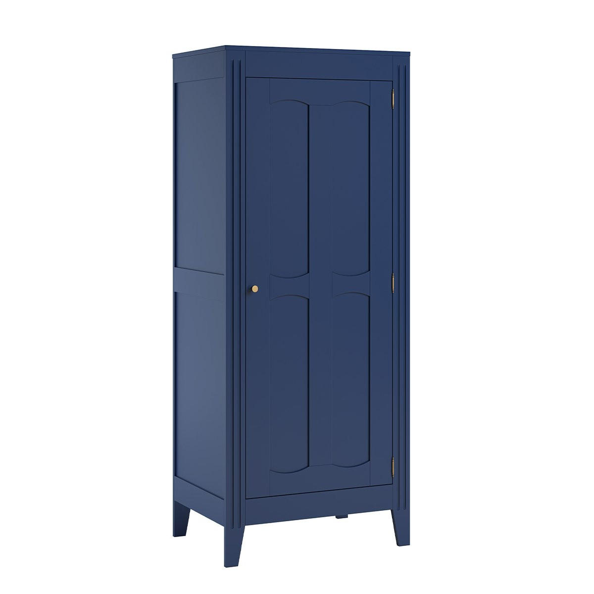 SCHRANK mit Regal, Kleiderstange und 1 Tür, L80.5 x H196.8 cm - Milenne - Blau, Holzwerkstoff (55.25/196.8/80.5cm) - Calicosy