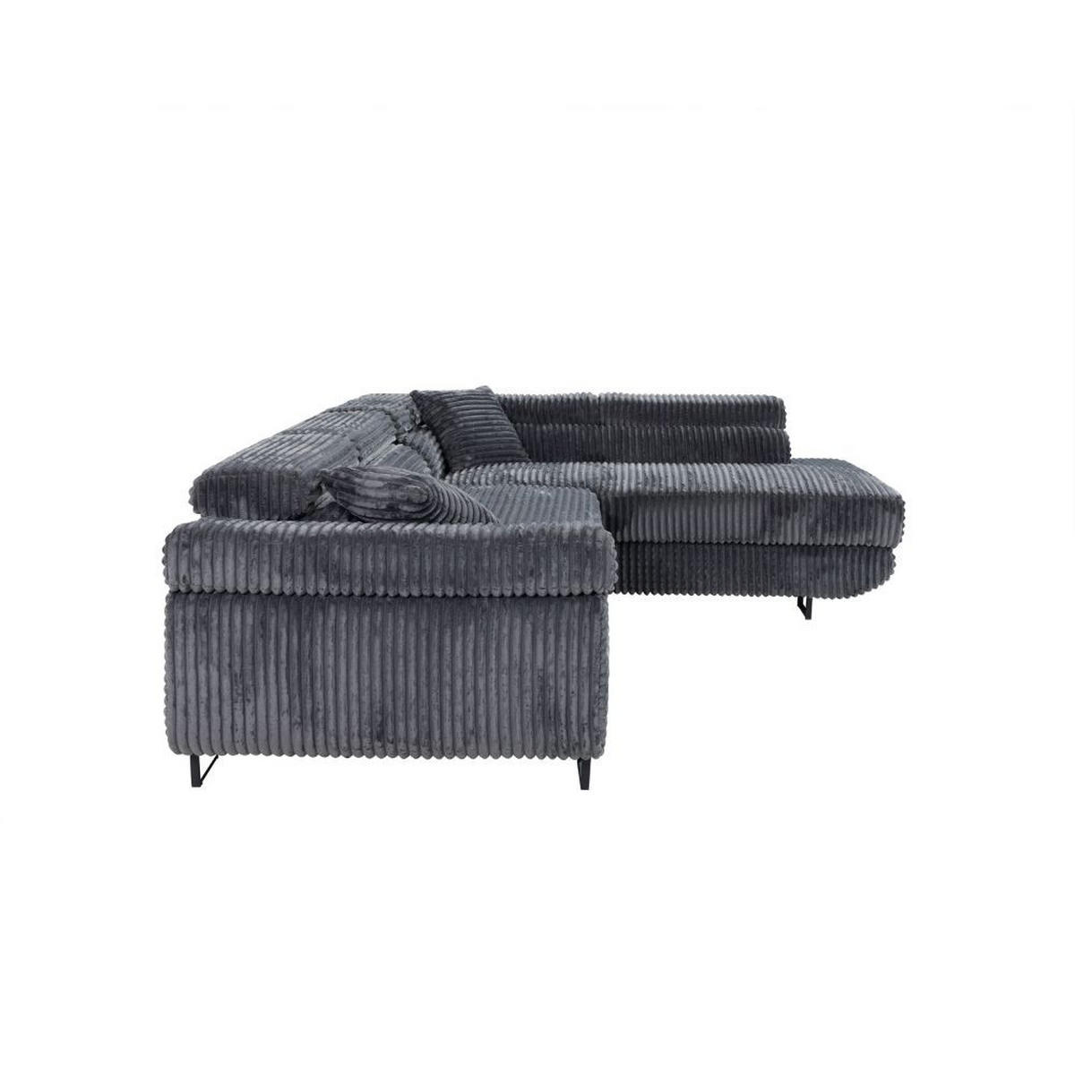 ECKSCHLAFSOFA Luis L, mit Schlaffunktion und Bettkasten – praktisch und bequem, Rechts, Dunkelgrau - Dunkelgrau/Schwarz, Textil (275/205cm) - AN-Moebel 4u