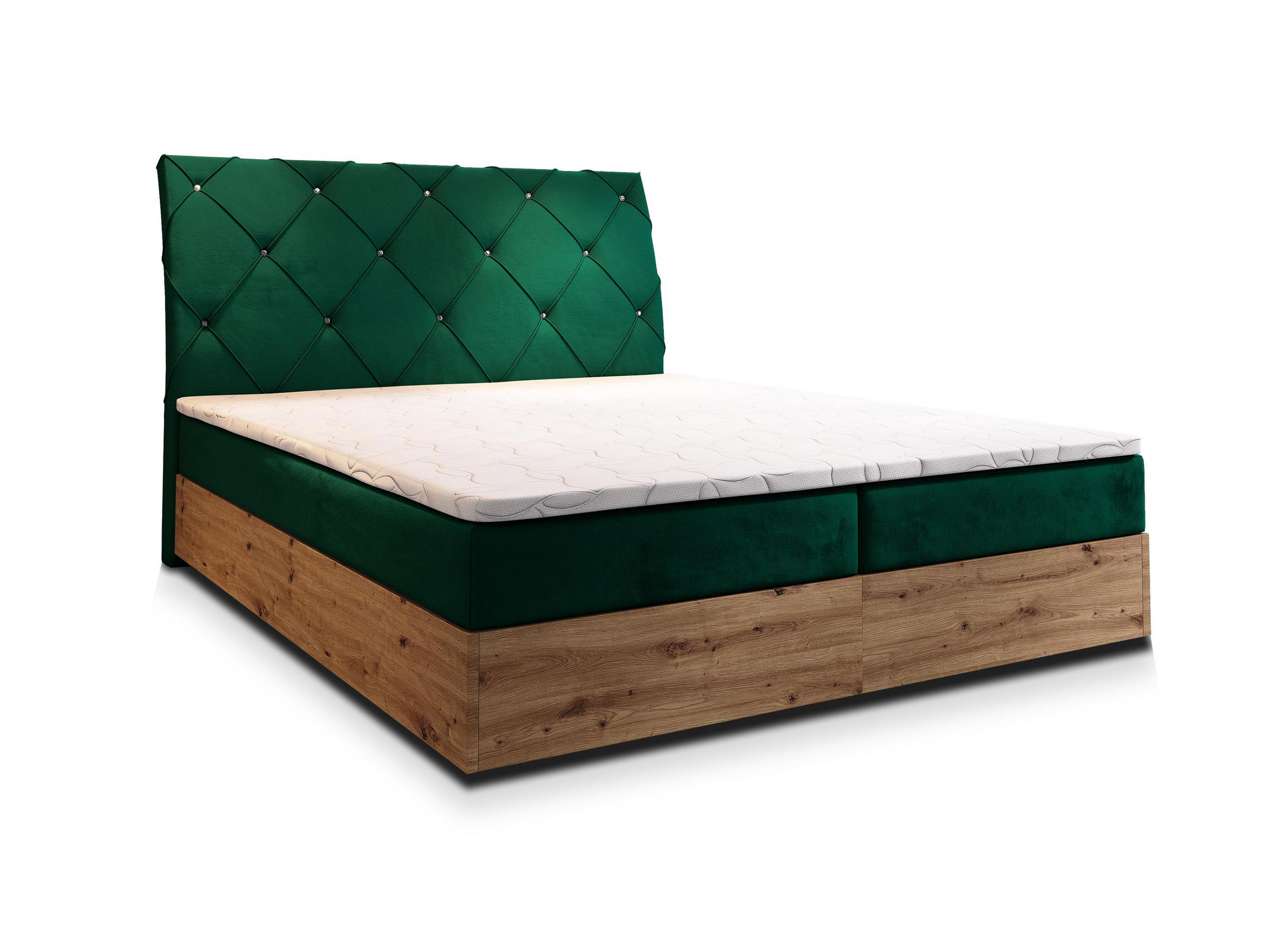 BOXBETT VELLANO 180x200 cm mit Matratze und Topper - Grün - Grün, Holz (180/200cm) - MASSENO