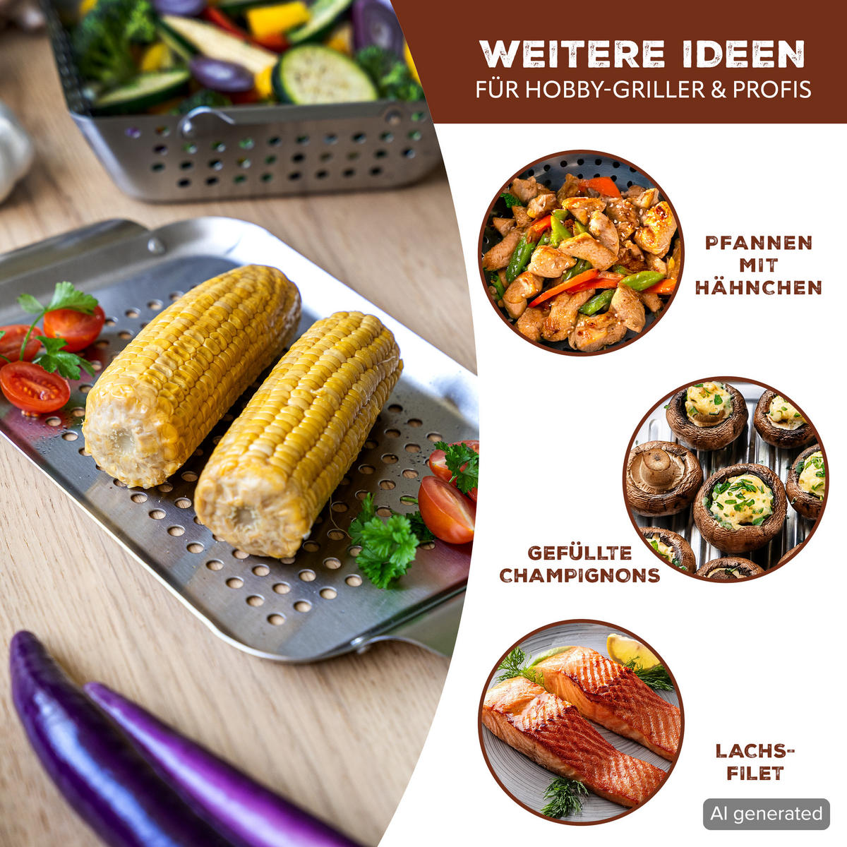 GRILLPLATTE 2er-Set, silber, Edelstahl - Edelstahlfarben, Metall (32/1.5/18.5cm) - bremermann