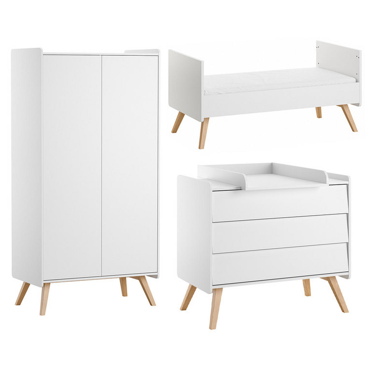 BABYZIMMER 3-teilig Vintage Weiß - Weiß, Holzwerkstoff (145/103/75cm) - Petits-meubles