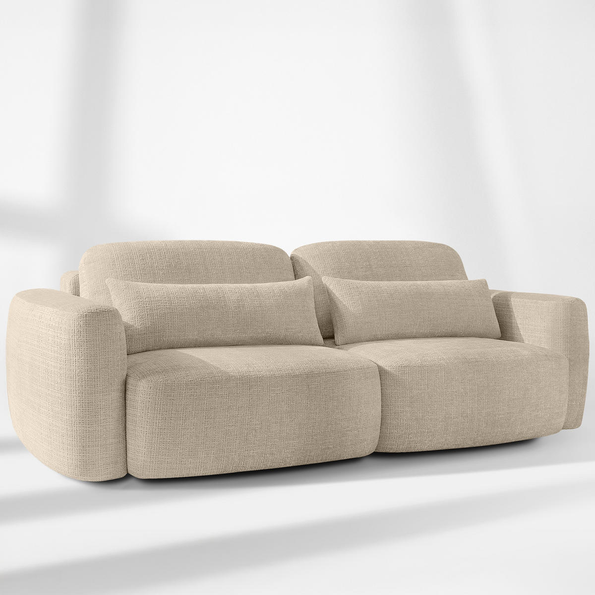 SOFA 3 ELOSA - Creme, Holz/Textil (245/85/115cm) - KONSIMO®