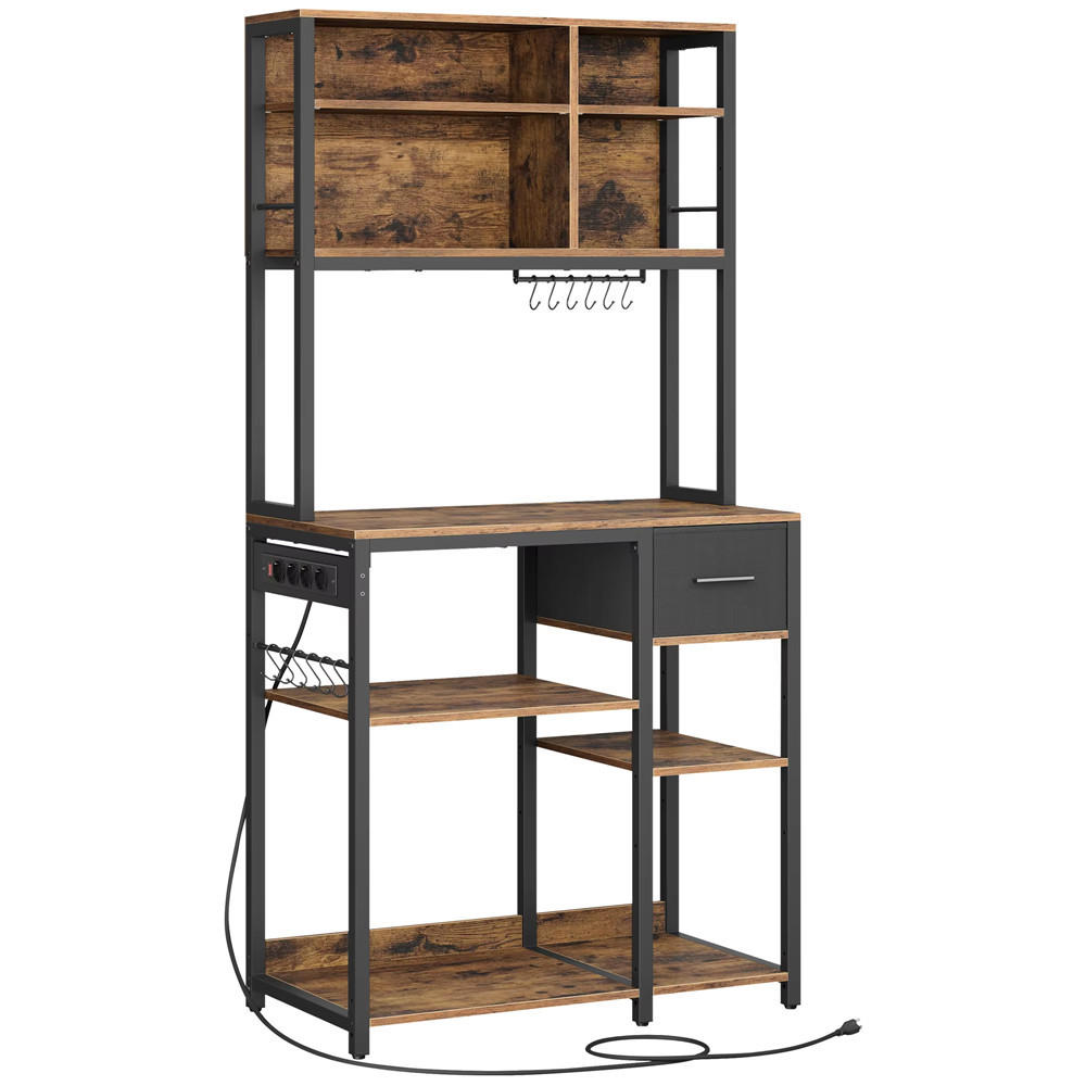 KÜCHENREGAL Steckdose verstellbar Standregal Küche - Braun, Metall (80/180/40cm) - Kaket
