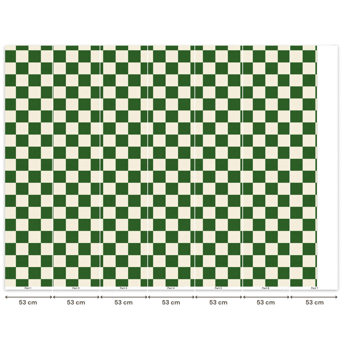 KINDERTAPETE - Schachbrett - Muster - Grün - 350x280 cm - Grün, Papier (350/280cm) - OnlyWow
