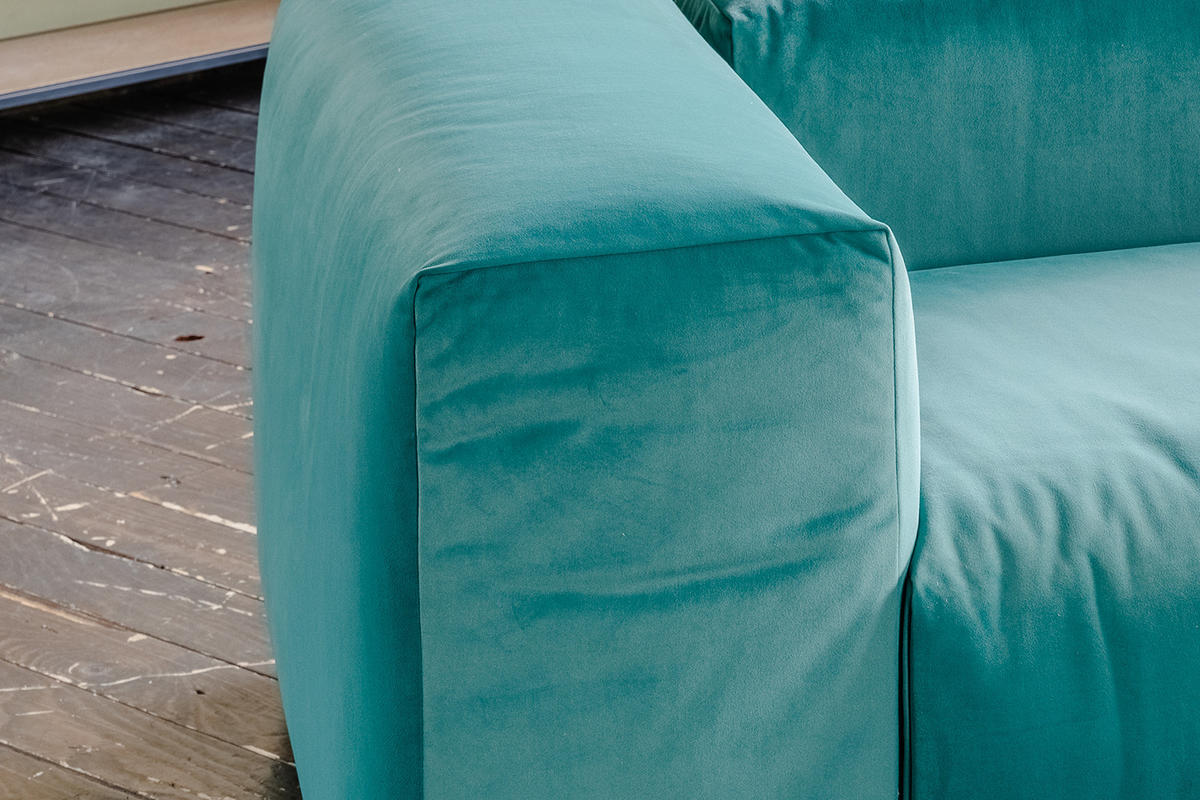 SESSEL MIA Grün Velvet - Schwarz/Grün, Kunststoff/Textil (192/72/120cm) - KAWOLA