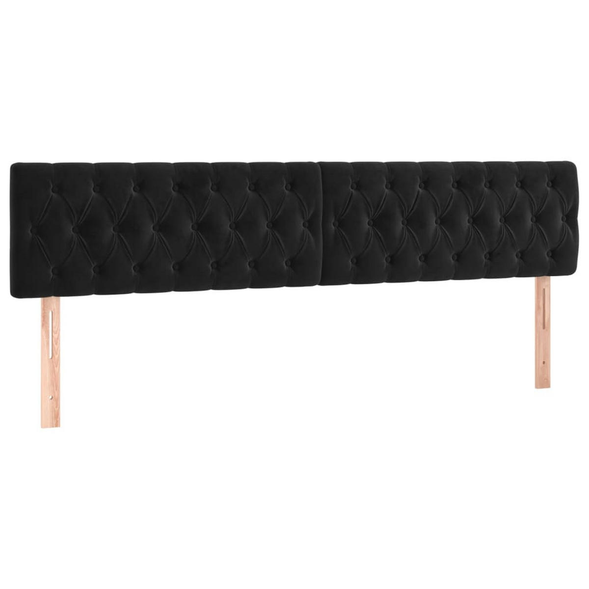 BOXSPRINGBETT mit Matratzen und LED, 78/88 cm Kopfteil, 200/200 cm aus Samt, Schwarz - Schwarz, Textil - vidaXL