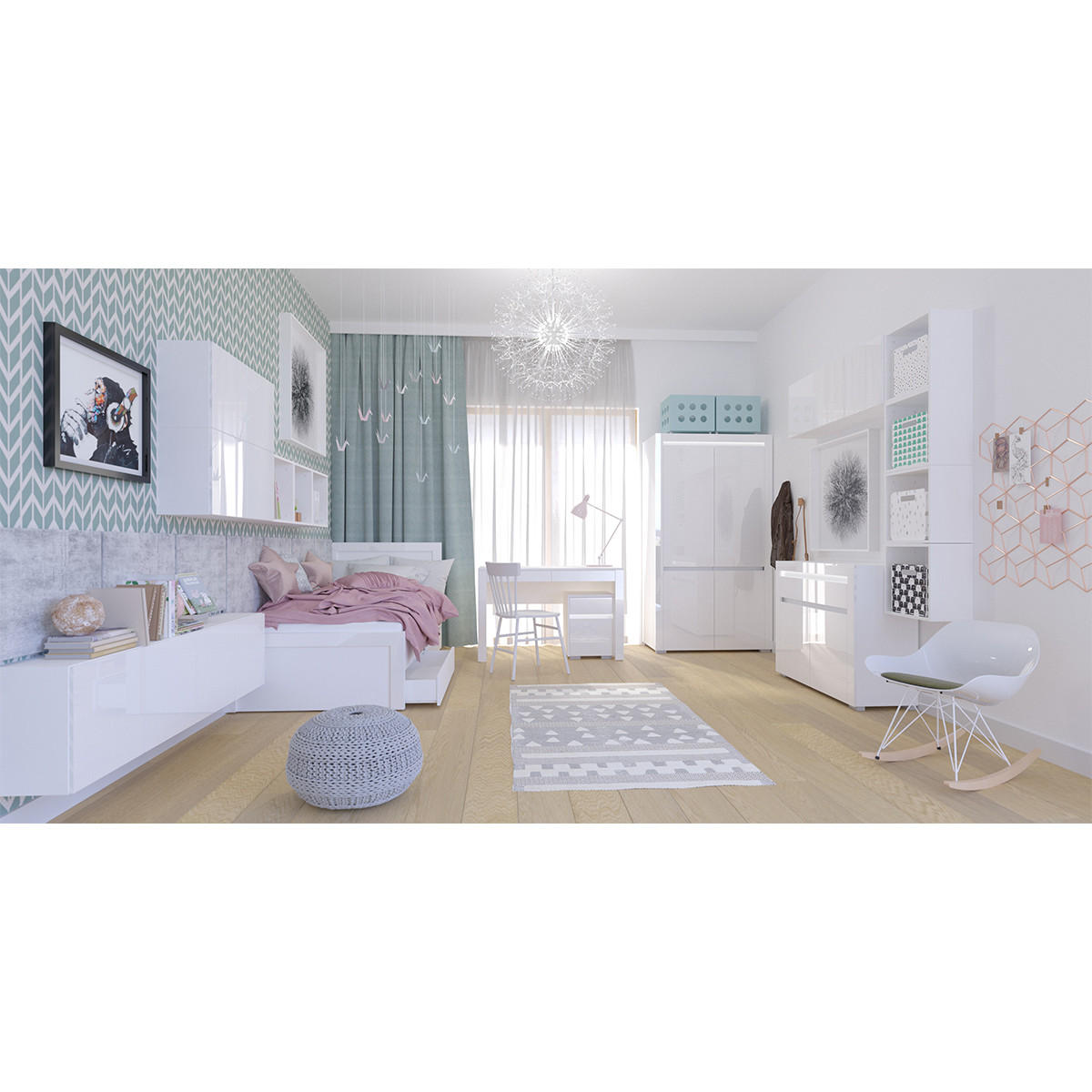 SCHRANK 2 Türen Kasla Weiß - Weiß, Holzwerkstoff (106/195/56cm) - Petits-meubles