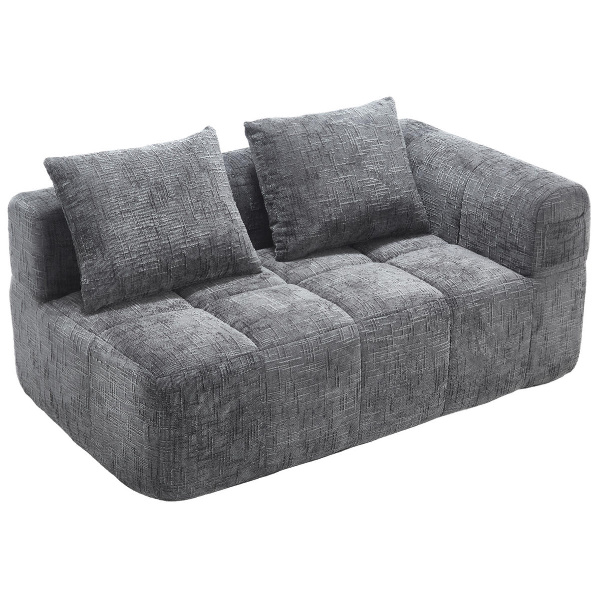 SOFA mit Seitentaschen 158x90x60 cm Chenille Gray - Grau, Kunststoff (158/60/90cm) - Meubliv