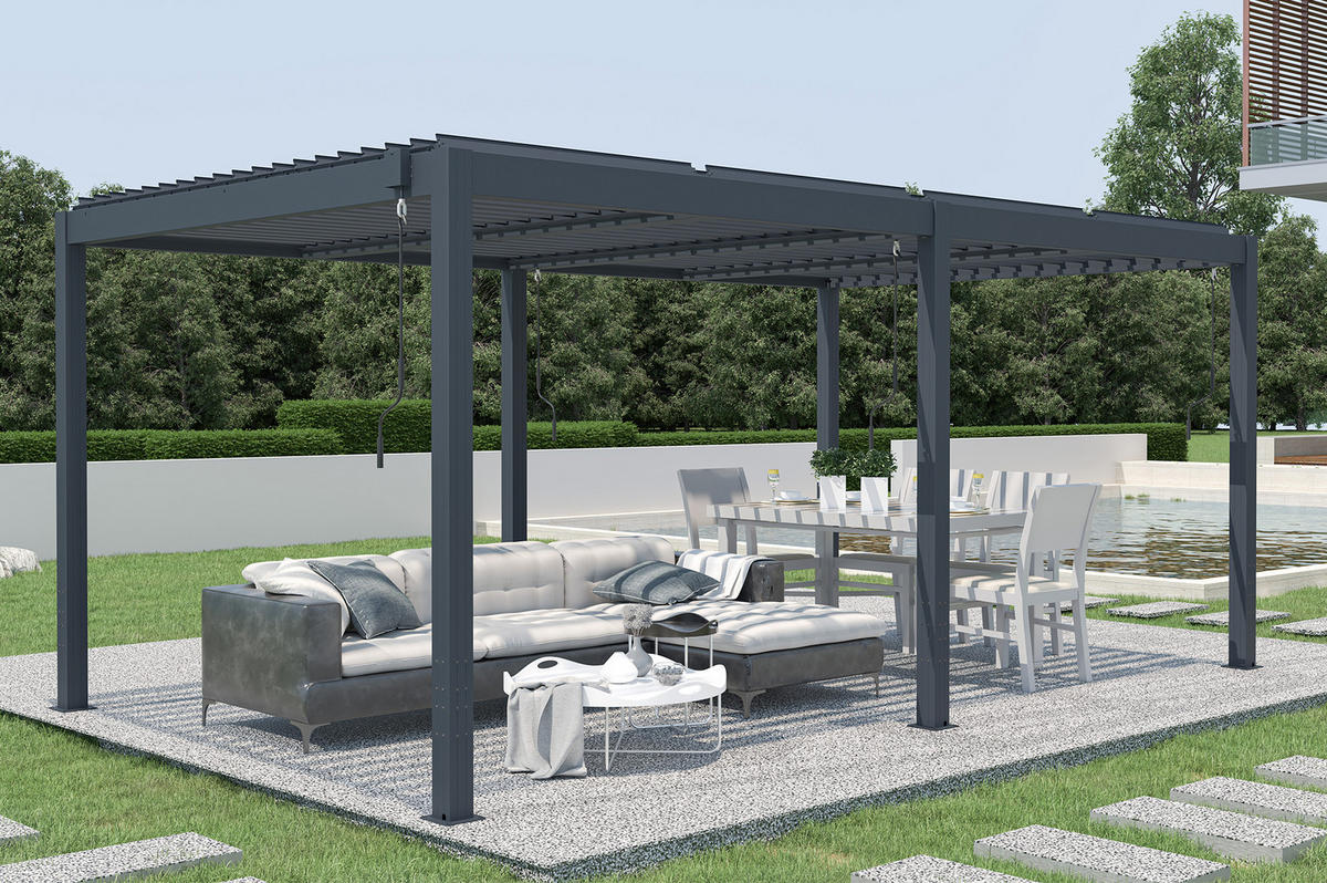 PERGOLA BIOKLIMATISCHE SELBSTTRAGENDE Santa graue 5m x 3m - Grau, Metall (510/220/304cm) - Cazeboo