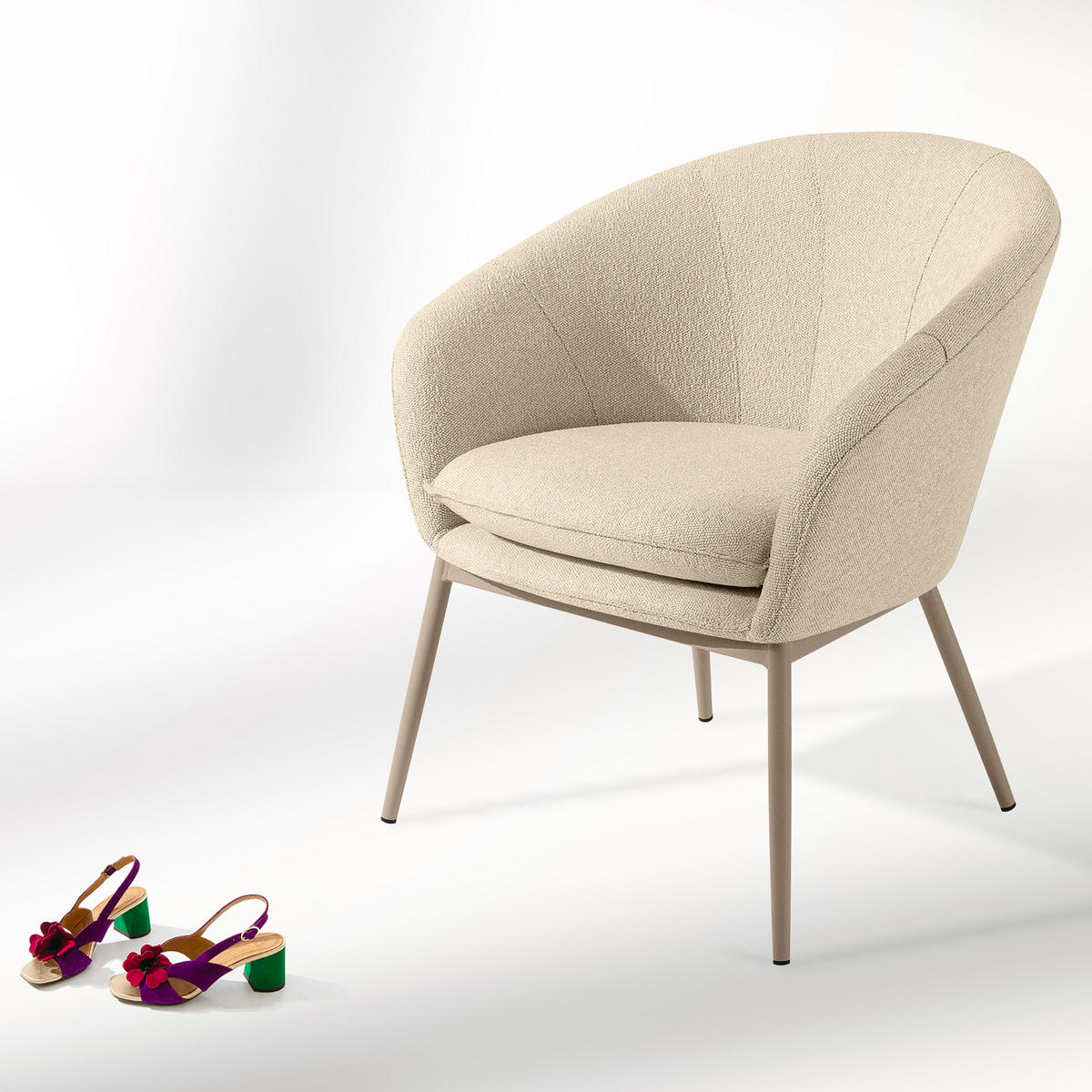 GARTENMÖBELSET SOLIS Gartenlounge-Set, creme/beige - Creme, Textil/Metall - KONSIMO®