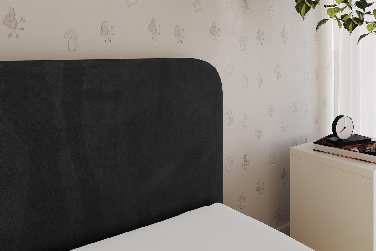 EINZELLBETT Jugendbett mit Bettkasten, Links - ALVY 100x200 Schwarz - Schwarz, Holzwerkstoff/Textil (100/200cm) - ALTDECOR