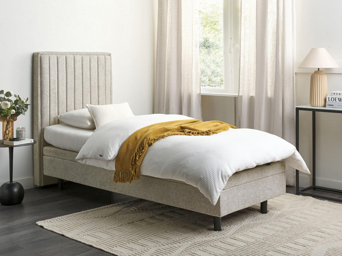 POSTEL nastavitelná 80/200 cm Látka Béžová Castellan - béžová, textil (80/200cm) - Beliani