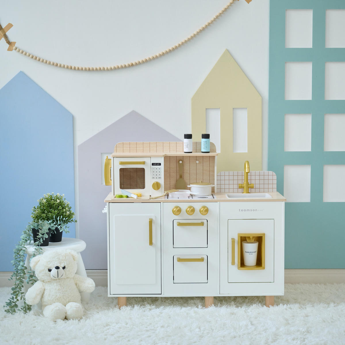 KINDERKUCHE Holz mit Eiswürfelspender, 75cm, Weiß - Weiß, Holzwerkstoff (80/30/75cm) - Teamson Kids