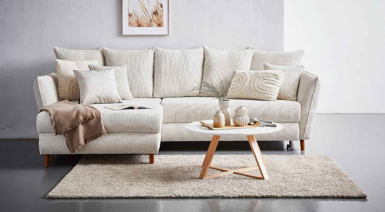 Wohnzimmer: Ideen zum Wohlfühlen - ECKSOFA Naturfarben Cord