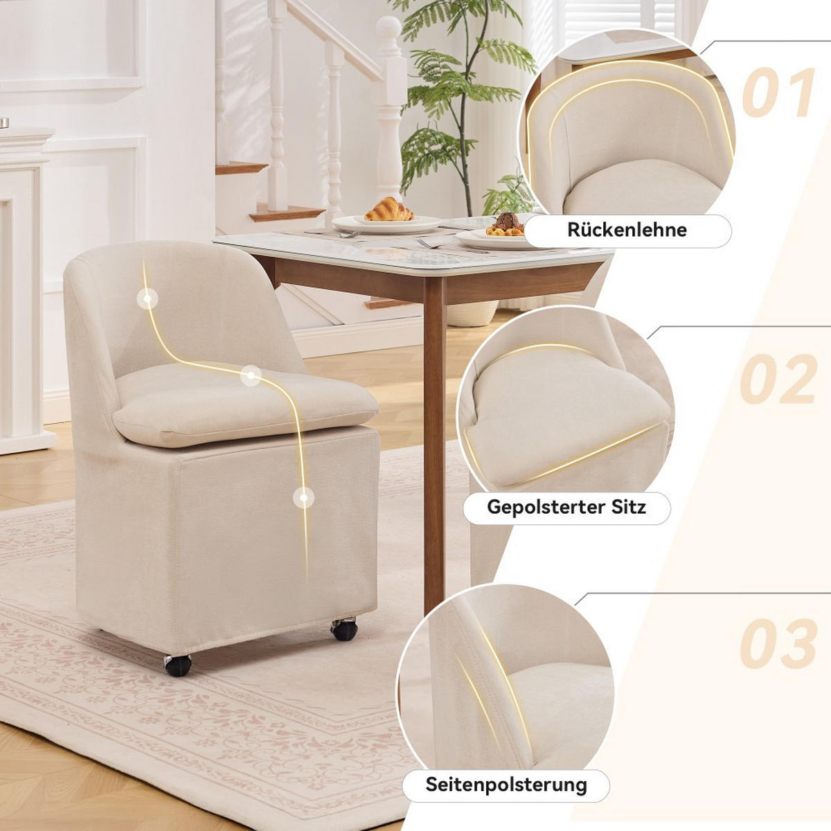 ESSZIMMERSTUHL 2er-Set Beige - Beige, Naturmaterialien (52/54/52cm)