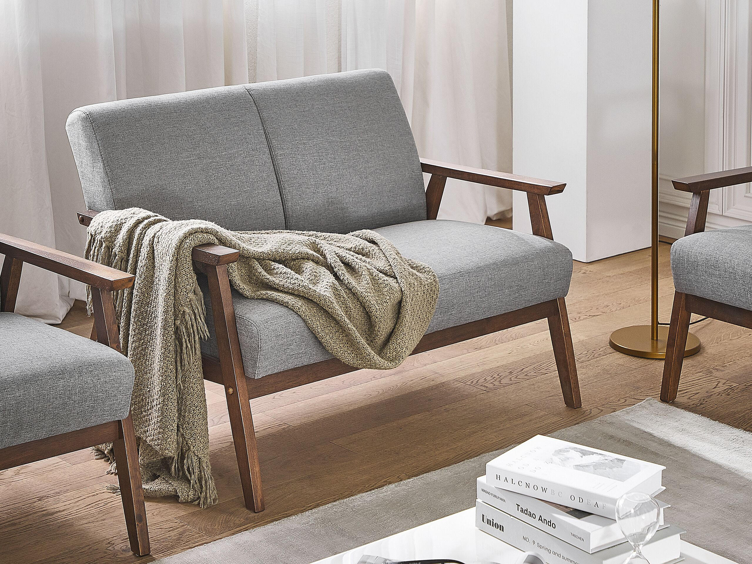 2-SITZER-SOFA Polsterbezug Grau Asnes - Hellgrau, Textil (110/80/80cm) - Beliani