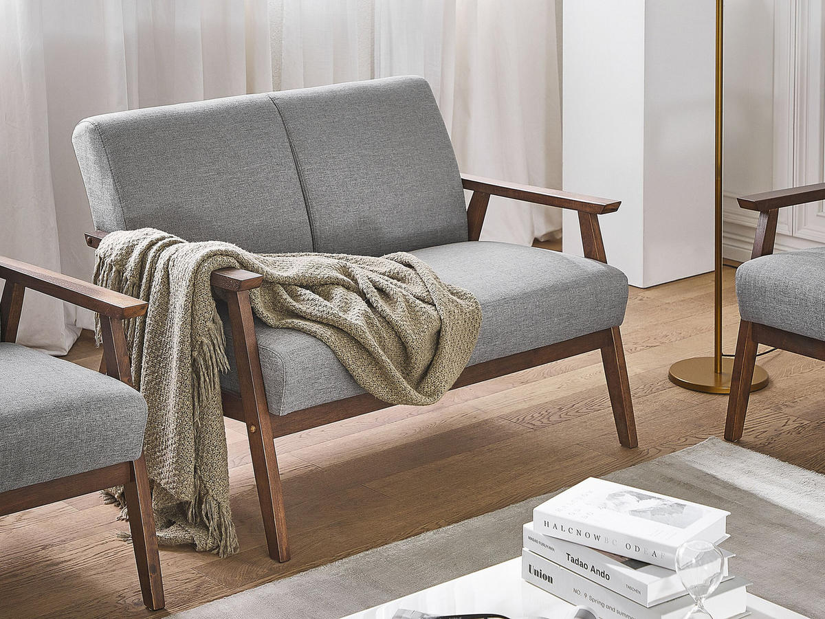2-SITZER-SOFA Polsterbezug Grau Asnes - Hellgrau, Textil (110/80/80cm) - Beliani