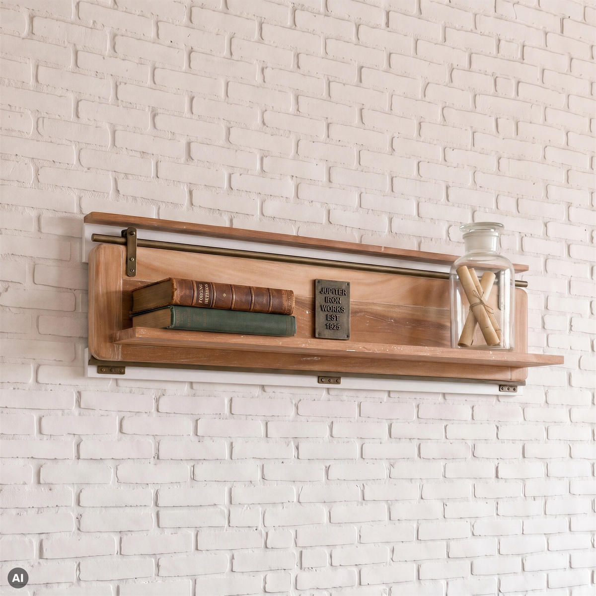 WANDREGAL Mango 140x25x38 weiß lackiert RAILWAY #589 - Weiß, Holz (140/38/25cm) - Massivmoebel24