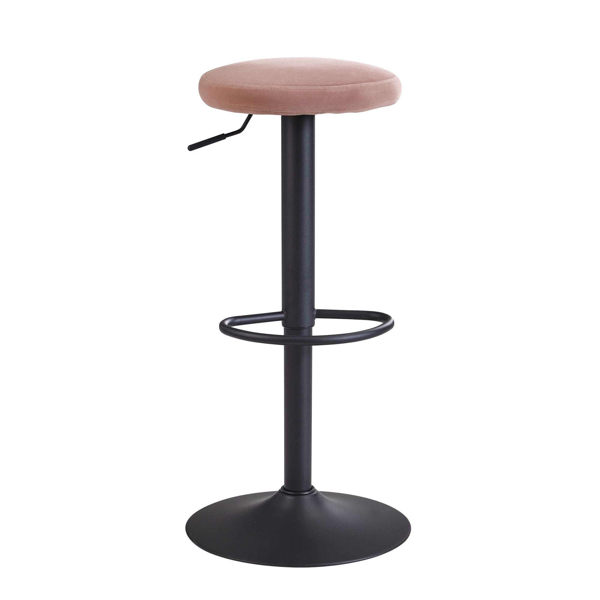BARHOCKER Höhenverstellbar Eisen Samt Drehbar CAMPANIA, Rosa 40x40x79 cm - Pink/Schwarz, Textil/Metall (40/79/40cm) - KADIMA DESIGN