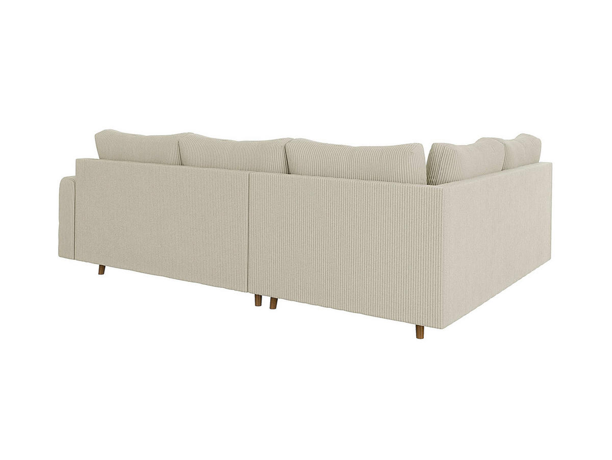 ECKSOFA Alma Beige Cord - Ottomane links - Beige/Braun, Holz/Textil (231/161cm) - S-Style Möbel