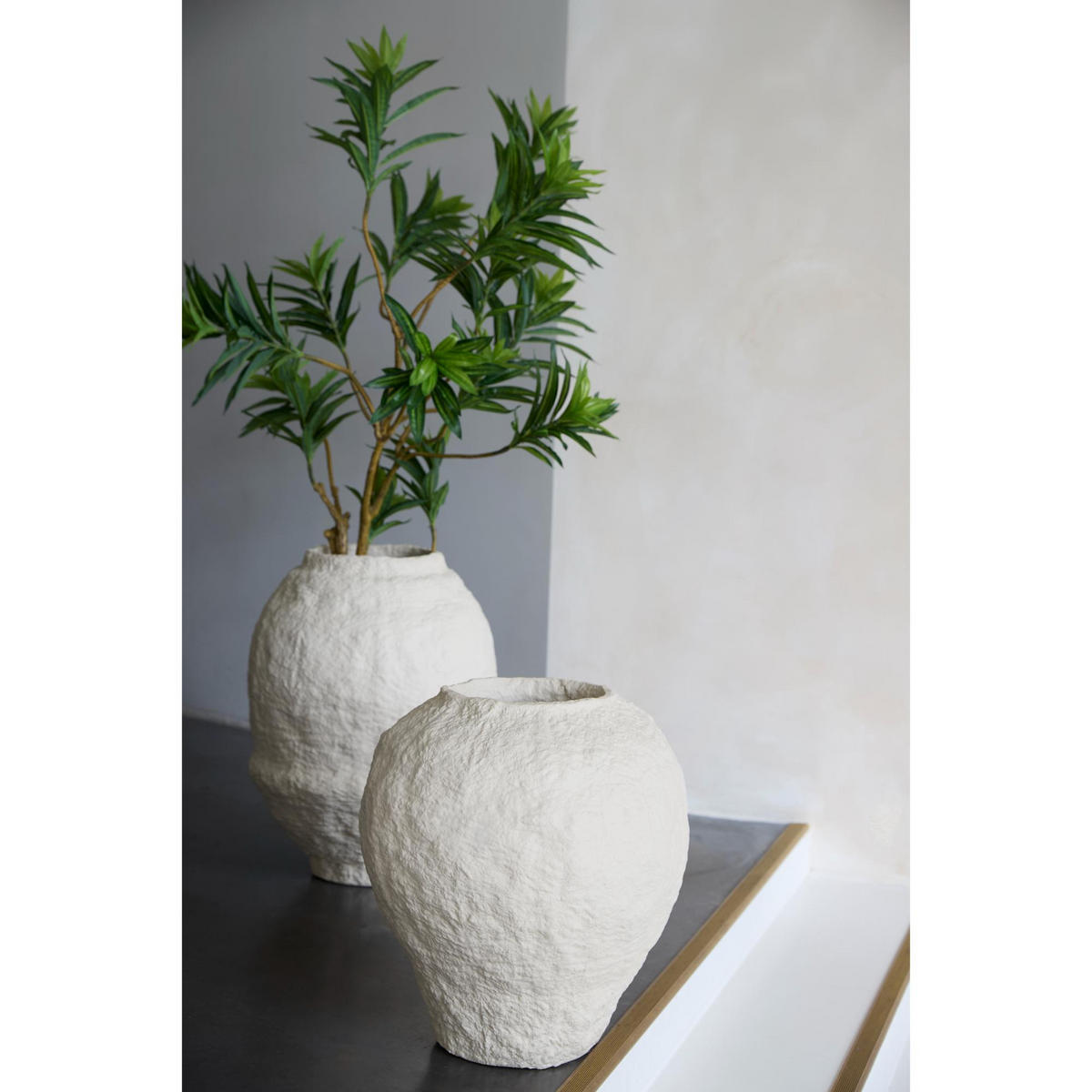 VASE Pantoja Weiß 45/45/50 cm - Weiß, Kunststoff (50cm) - Light & Living