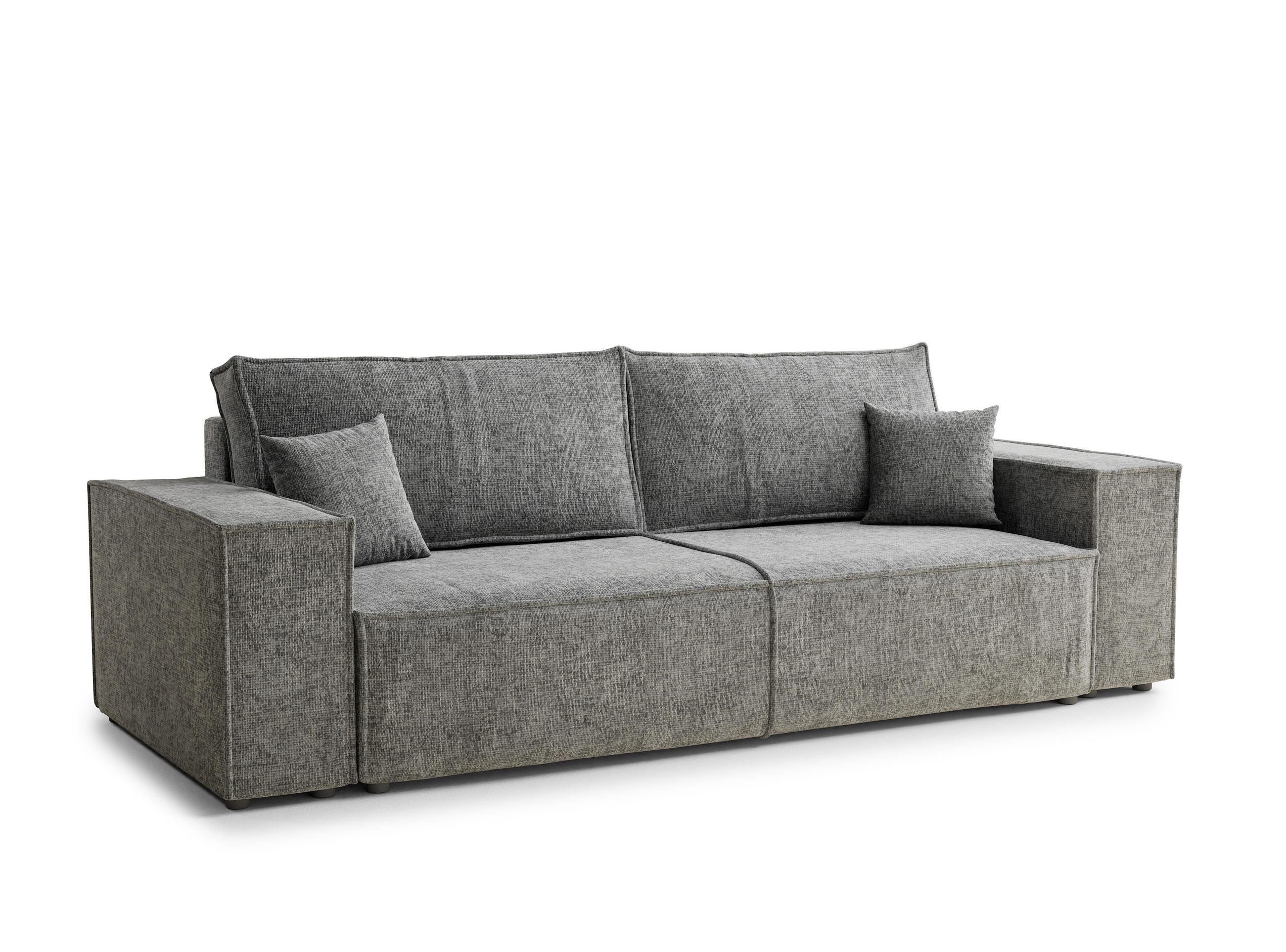 SOFA MIT SCHLAFFUNKTION Milos Grau Chenille-Stoff - Schwarz/Grau, Holz/Holzwerkstoff (255/70/105cm) - Maison de Reve