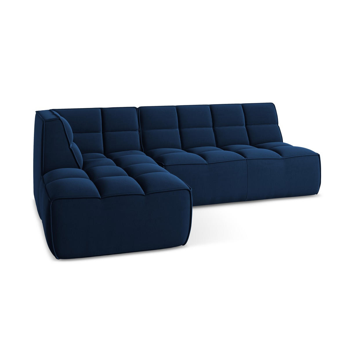 ECKSOFA Beidseitig Samt Stoff Blau - Blau/Schwarz, Kunststoff/Textil (258/178cm) - LaMiaSofa