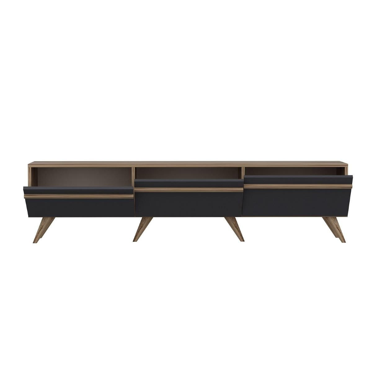 TV-MÖBEL 3 Türen Anthrazitgrau L180 cm - Amsterdam - Anthrazit, Holzwerkstoff (35/42/180cm) - Calicosy
