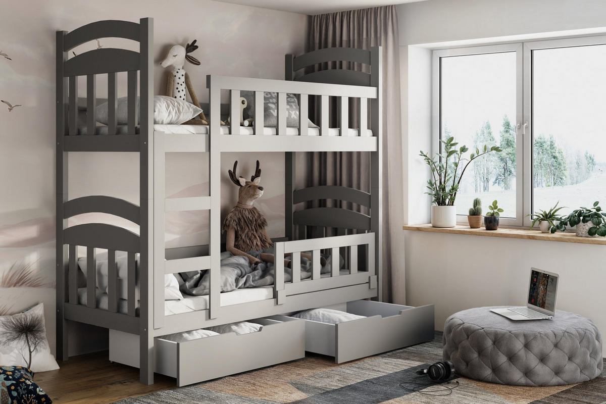 VYSOKÁ Postel DUMBO 75x160 s úložným prostorem, Šedá - šedá, dřevo (75/160cm) - MASSENO