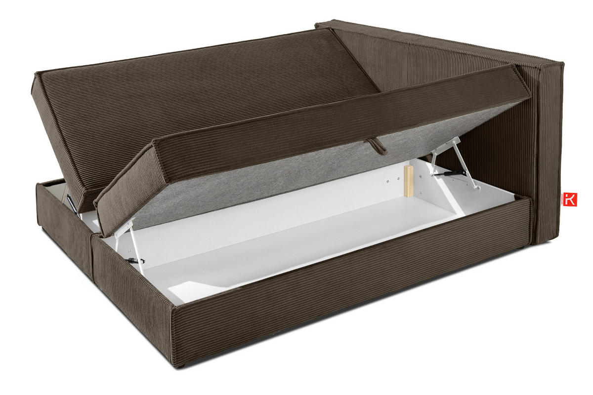 BOXSPRINGBETT ROTI mit Stauraum, braun - Schwarz/Braun, Holz/Holzwerkstoff (140/200cm) - KONSIMO®