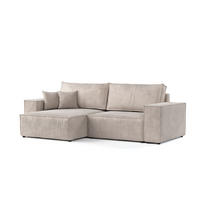 ECKSOFA CAVO mit Schlaffunktion Beige im Wind Stoff - Beige/Schwarz, Holz/Holzwerkstoff (255/148cm) - AltaBeds