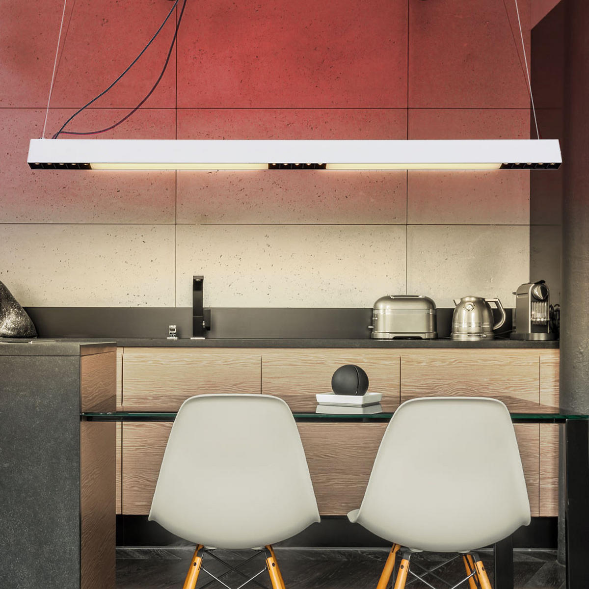 LED HÄNGELEUCHTE Glas Weiß matt - Weiß, Glas (120/3.5/100cm) - Globo Lighting