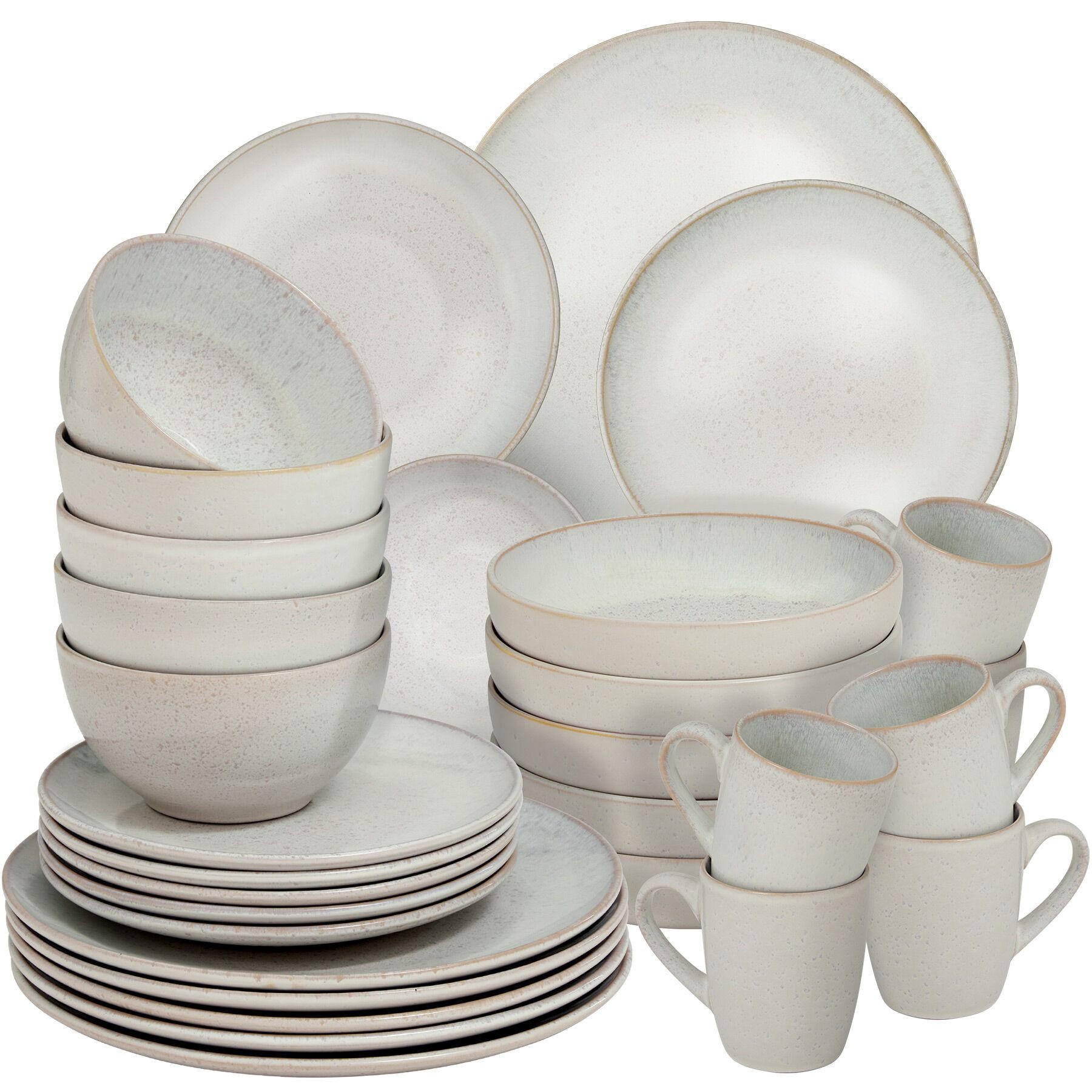 KOMBISERVICE Mare, ineinander stapelbar, Sand - Sandfarben, Keramik (26.5/2.5/26.5cm) - tectake