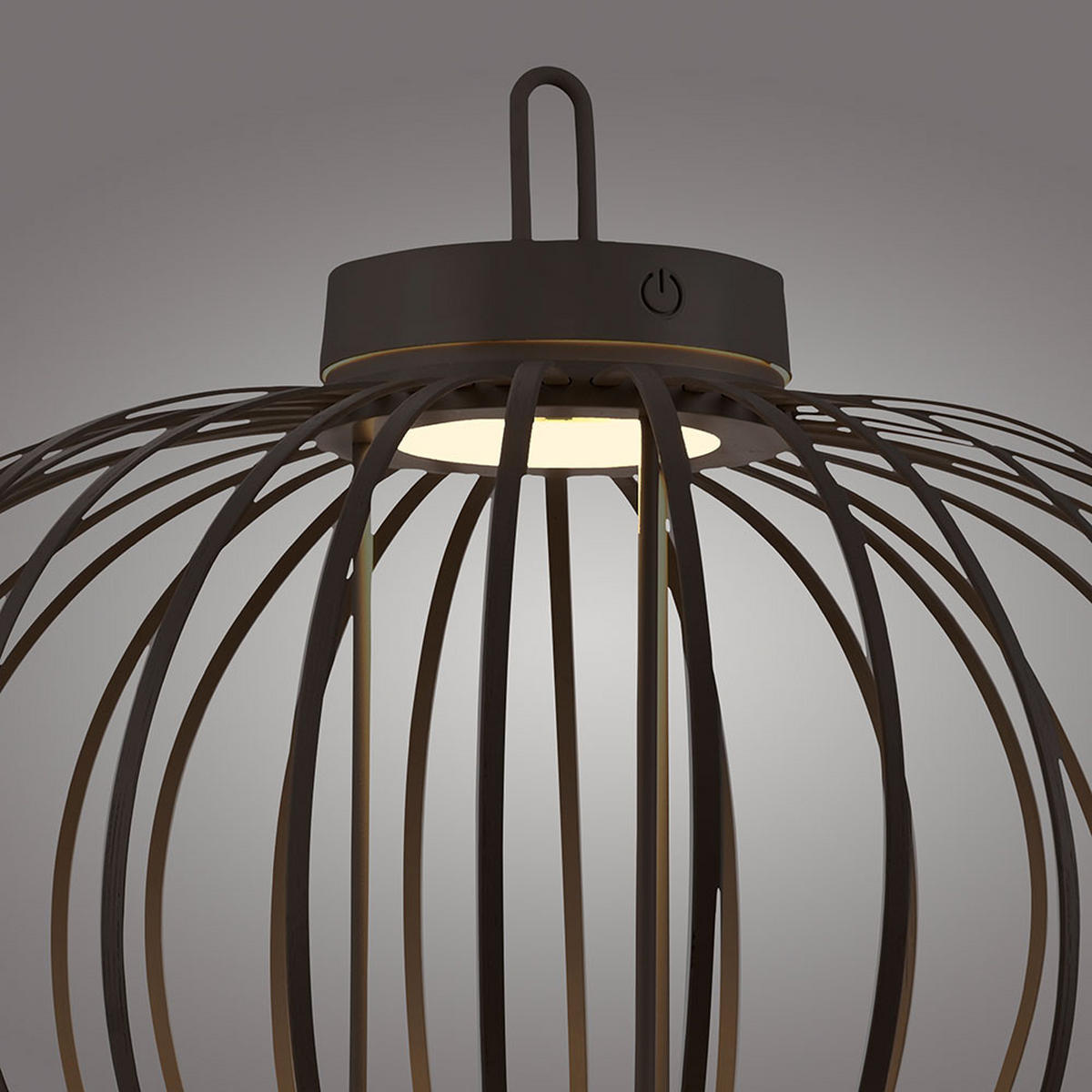 LED AKKU-PENDEL-/TISCHLAMPE GABBIA Bambus schwarz 2er Set - Schwarz, Holz (46/46/37.5cm)