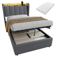 POLSTERBETT 90×200 mit Bettkasten und Matratze,Dunkelgrau - Grau, Holzwerkstoff/Textil (90/200cm) - EVRYAE