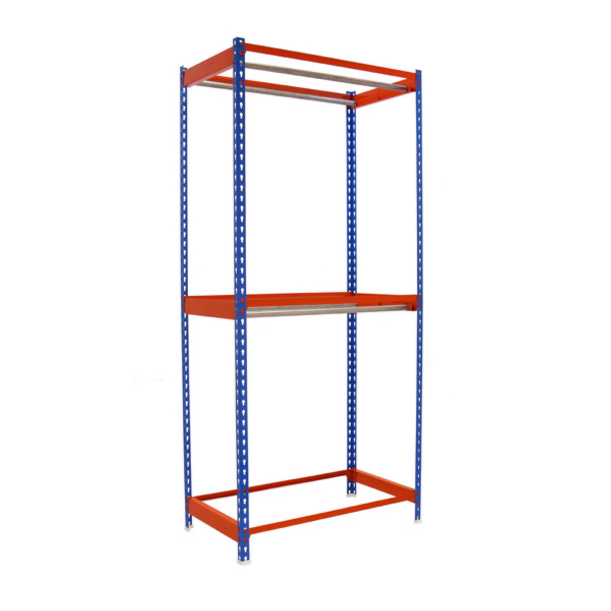 KLEIDERSTANGENREGAL Metal Doppel | HxBxT 200x90x75cm | Blau/Orange | Kleiderständer Garderobe Klamottenregal Stangenregal Regal - Blau, Metall (90/200/75cm) - PROREGAL