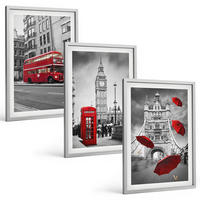 BILDER SET 3er Set - 40x60 cm Silberner Rahmen - Red Accents London - Silberfarben, Kunststoff (40/60cm) - TULUP