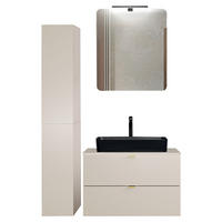 BADMÖBEL-SET 3-TLG. Durango-56 - Beige, Holzwerkstoff (125/200/47cm) - Lomado