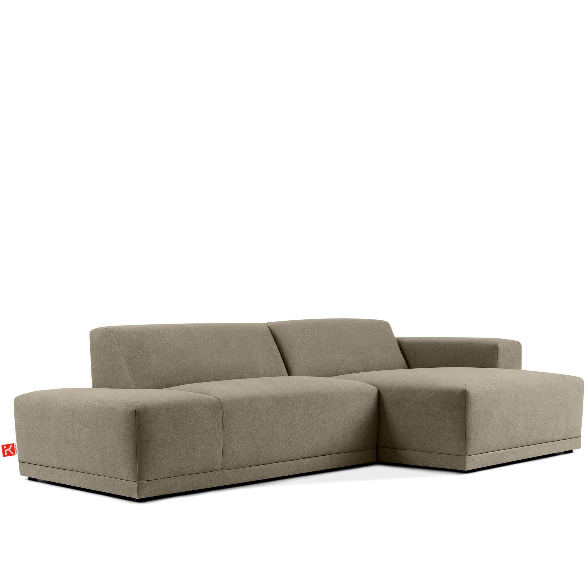 ECKSOFA RECHTS MUDI in moderner Optik mit hochwertigem Kaltschaum, Cord-Stoff, Ecru - Ecru/Schwarz, Textil (280/160cm) - KONSIMO®