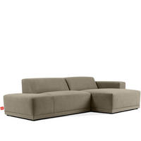 ECKSOFA RECHTS MUDI in moderner Optik mit hochwertigem Kaltschaum, Cord-Stoff, Ecru - Ecru/Schwarz, Textil (280/160cm) - KONSIMO®