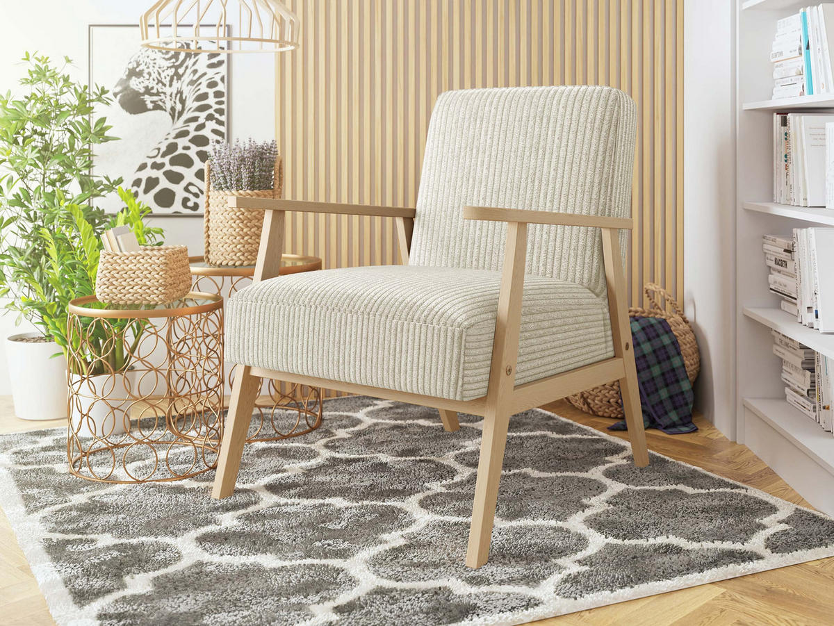 SESSEL Retro Cord - Naturfarben/Braun, Holz/Textil (59/76/67cm) - MIRJAN24
