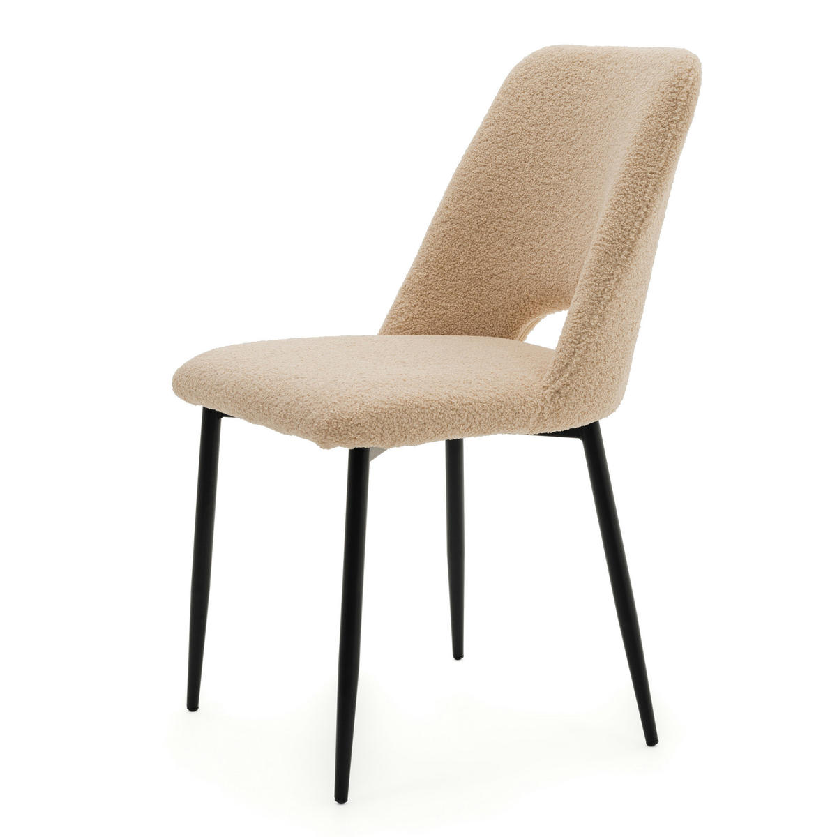 STUHL ORO gepolsterter mit Steppung - beige - Boucle - Beige/Schwarz, Textil/Metall (47/91/55cm) - NEW HOME