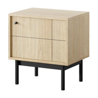 NOČNÝ STOLÍK Japandies dekor duba 54 cm - čierna/farba duba, kov/drevo (54/56.6/39cm) - Selsey