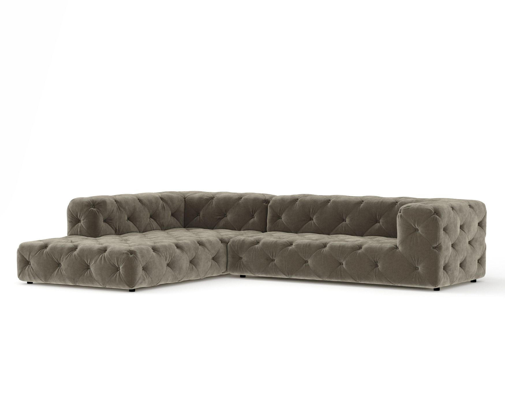 ECKSOFA Cosimo Taupe Samtstoff - Taupe/Schwarz, Holz/Holzwerkstoff (325/228cm) - Maison de Reve