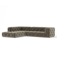 ECKSOFA Cosimo Taupe Samtstoff - Taupe/Schwarz, Holz/Holzwerkstoff (325/228cm) - Maison de Reve
