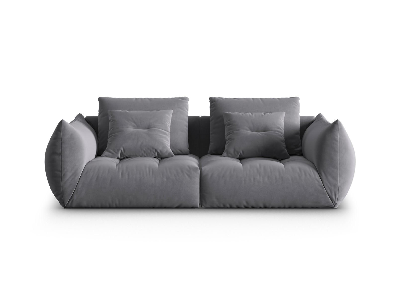 SOFA modular Bloom aus Samt dunkelgrau 3 Sitzplätze - Dunkelgrau, Textil (106/95/232cm) - Micadoni