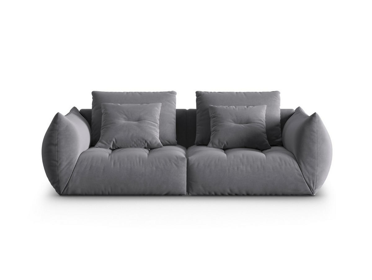 SOFA modular Bloom aus Samt dunkelgrau 3 Sitzplätze - Dunkelgrau, Textil (106/95/232cm) - Micadoni