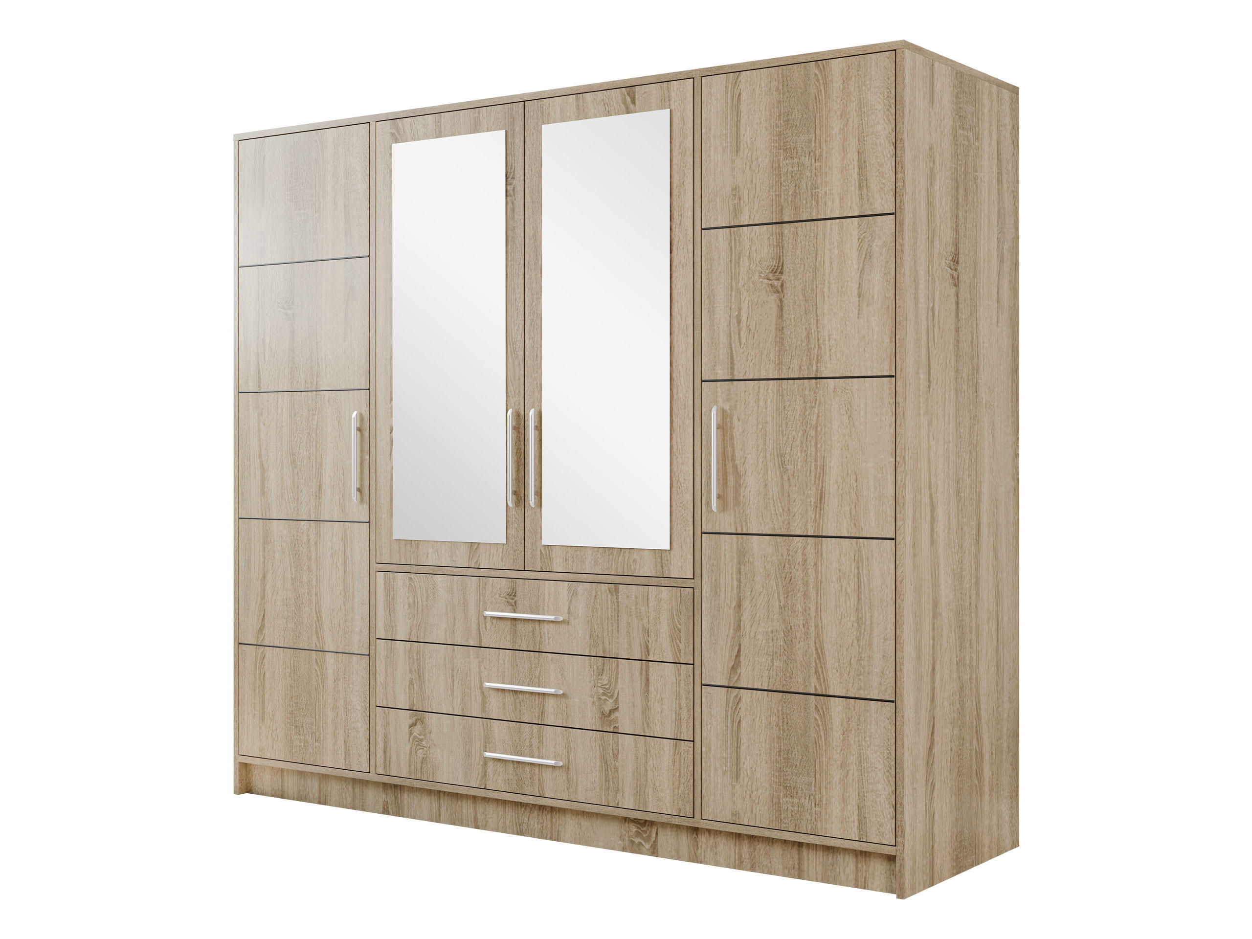KLEIDERSCHRANK Bali D4 - Silberfarben/Sonoma Eiche, Holzwerkstoff (196/200/58cm) - MIRJAN24