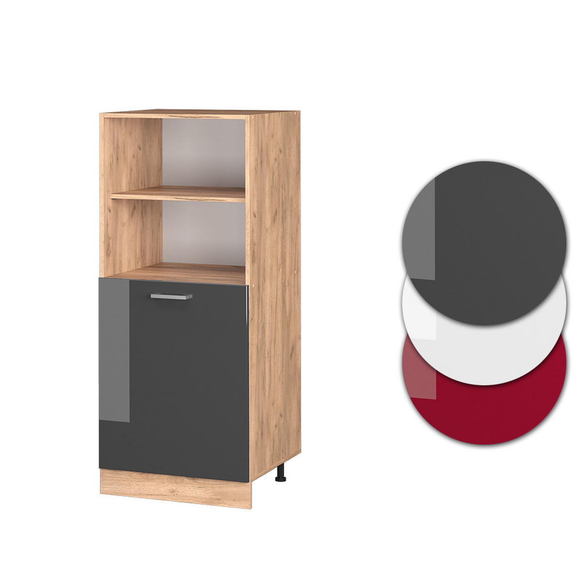 HERDUMBAUSCHRANK R-Line Anthrazit Hochglanz 60 cm - Honigeiche/Schwarz Hochglanz, Holzwerkstoff (60/143/57cm) - Vicco